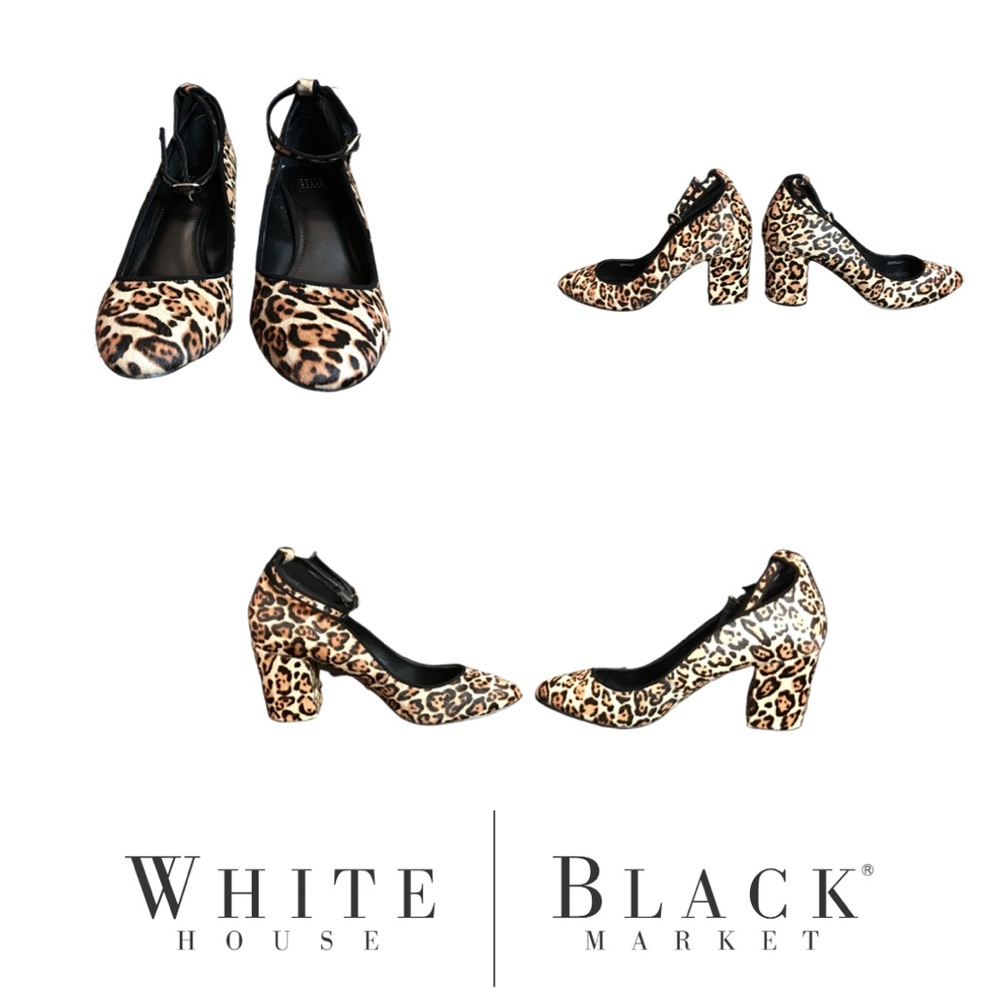 White House Black Market Women’s Bettheny Leopard Chunky Heels